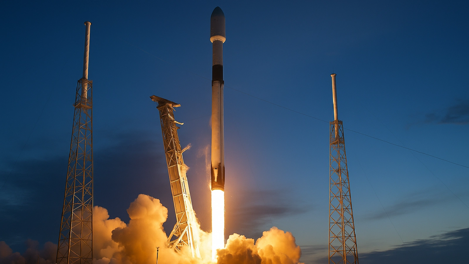 Falcon 9 rocket at liftoff art